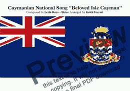 page one of Caymanian National Song (’’Beloved Isle Cayman’’) for String Orchestra