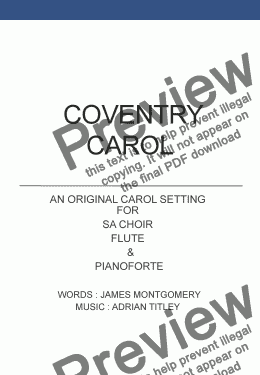 page one of Coventry Carol (SA choir, Flute + piano)