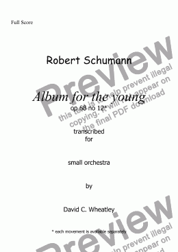 page one of Schumann Album for the young op 68 no 12 'Servant Rupert' for small orchestra