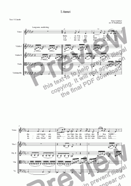 page one of Schubert: Litanie, arranged for voice and string quartet