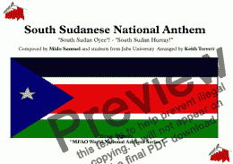 page one of South Sudanese National Anthem ’’South Sudan Oyee’’! - ’’South Sudan Hurray!” for Brass Quintet (MFAO World National Anthem Series)