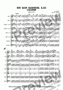 page one of Mozart: Serenade No.13 in G "Eine Klein Nachtmusik" K.525 I.Allegro arr.wind octet (2 ob 2 cl, 2 hn & 2 bsn)