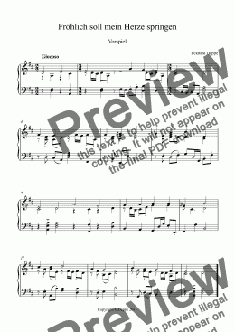 page one of ’Fröhlich soll mein Herze springen’ Choral Vorspiel ( Band II)