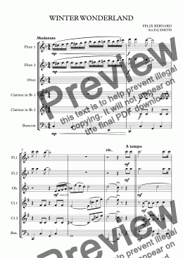 page one of WINTER WONDERLAND(Woodwind Ensemble)