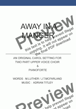 page one of Away in a manger (SA)