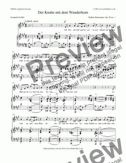page one of Der Knabe mit dem Wunderhorn  Op.30 no.1