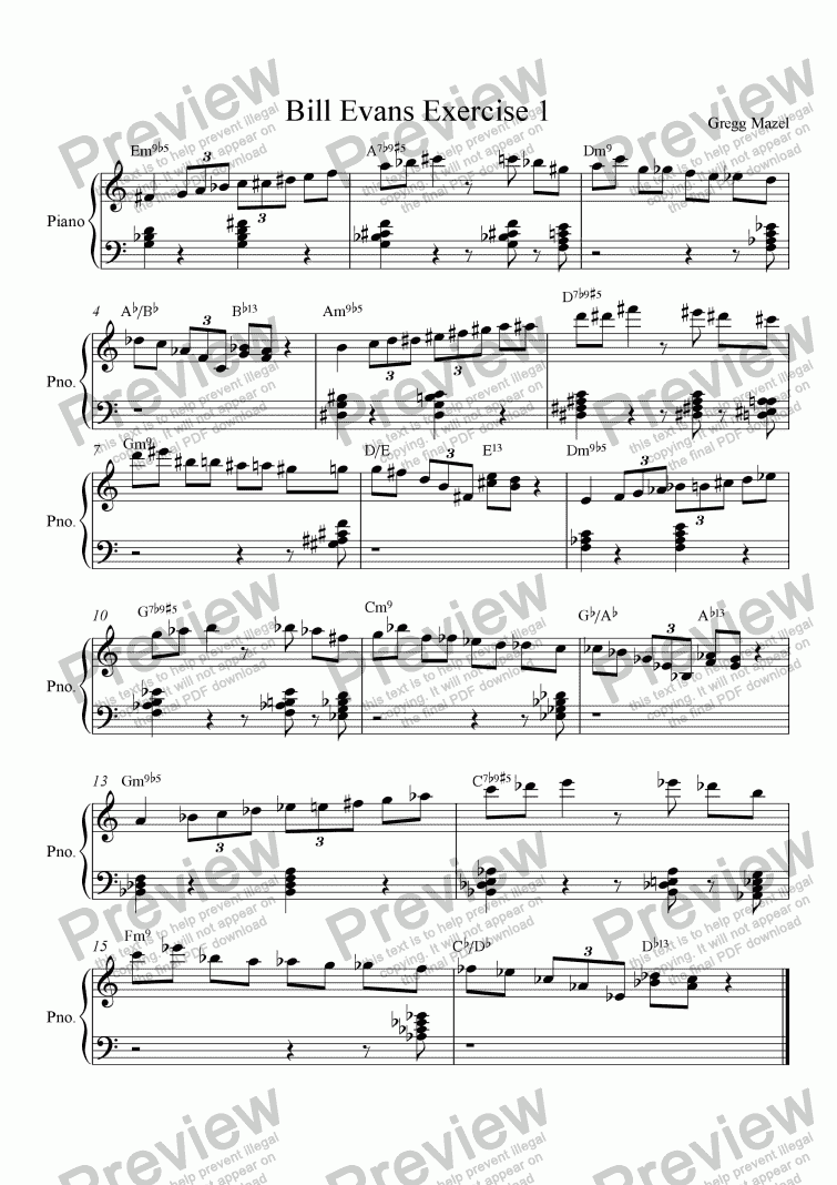page one of Bill Evans Exercise 1