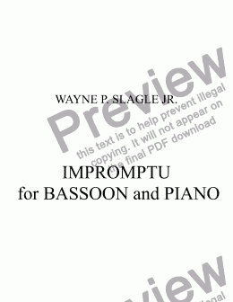 page one of IMPROMPTU #1 for BASSOON and PIANO