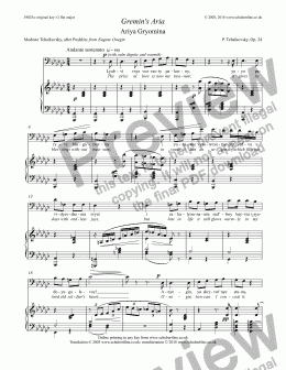 page one of Gremin’s aria - Ariya Gryomina [Eugene Onegin: bass]