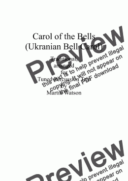 page one of Carol of the Bells (Ukranian Bell Carol for Tuned Percussion Trio