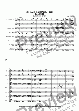 page one of Mozart: Serenade no. 13 in G "Eine Kleine Nachtmusik" K.525 (complete) arr. clarinet choir