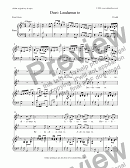page one of Laudamus te - duet  [Gloria]