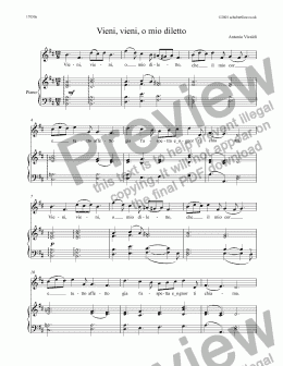 page one of Vieni, vieni, o mio diletto [Vivaldi]
