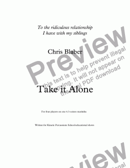 page one of Take it Alone