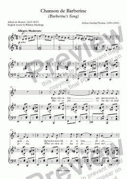 page one of Chanson de Barberine (A.G. Thomas - Musset))
