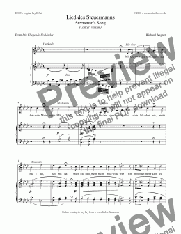 page one of Lied des Steuermanns Steersman’s Song (Concert version) [Fl. Holländer: tenor]
