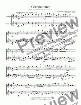 page one of Gratulationer for guitar duet