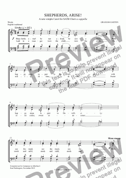 page one of CAROL - ’SHEPHERDS, ARISE!’ A simple carol for SATB a cappella - Words: English traditional