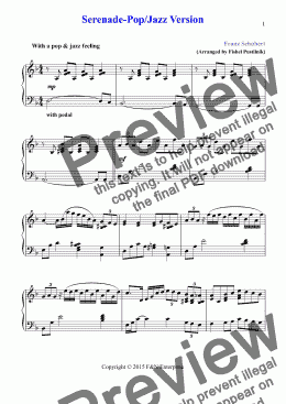 page one of Serenade-Pop/Jazz Version