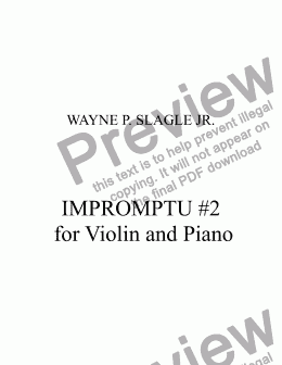 page one of IMPROMPTU #2  for Violin and Piano