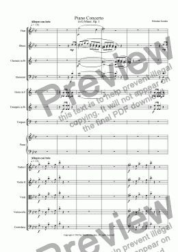 page one of Piano Concerto in G Minor (I) (Live mp3!!!)