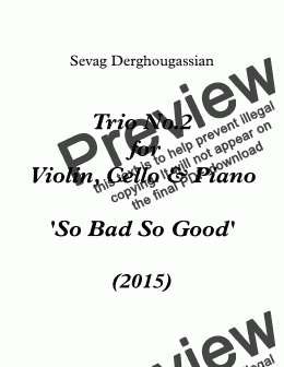 page one of Trio No.2, Opus 24 - for Violin, Cello & Piano - "SO BAD SO GOOD"