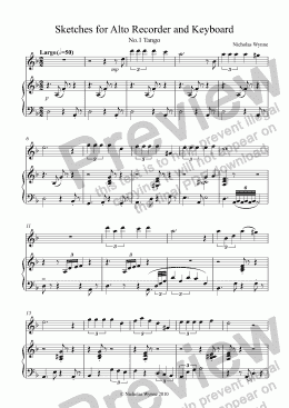 page one of Sketches for Alto Recorder and Keyboard