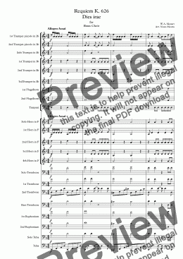 page one of Requiem K. 626 Dies irae for Brass Choir