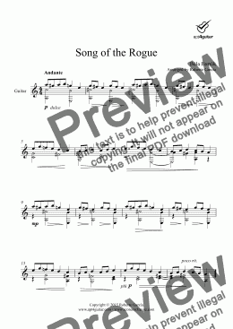 page one of Song of the Rogue for solo guitar