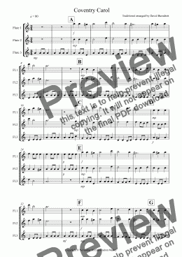page one of Coventry Carol for Flute Trio