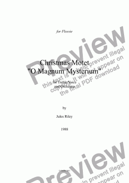 page one of "O Magnum Mysterium" for Treble and Chamber Orchestra [1988]
