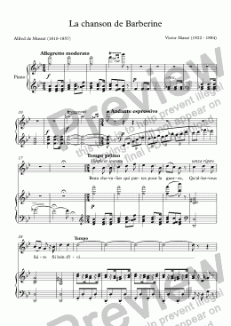 page one of La chanson de Barberine (Victor Massé / Musset)