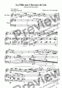page one of The girl with the Flaxen Hair for alto flute & piano