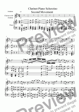 page one of Clarinet Piano Scherzino Second Movement