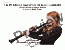 page one of 3 & 1/4 Classic Favourites for Five Clarinets! ( 4  Bbs  & Bass)