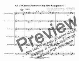 page one of 3 & 1/4 Classic Favourites for Five Saxophones!
