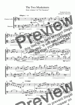 page one of Severac - The Two Musketeers for Clarinet & Bassoon