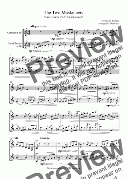 page one of Severac - The Two Musketeers for Clarinet & Bass Clarinet