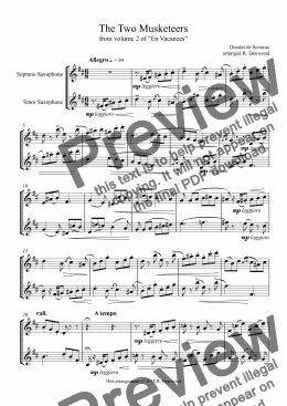 page one of Severac - The Two Musketeers for saxes S & T