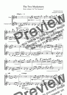 page one of Severac - The Two Musketeers for Flute & Clarinet