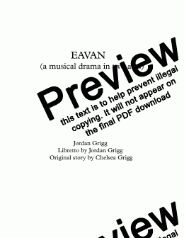 page one of EAVAN  (a musical drama in two acts)