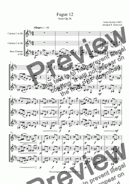 page one of Reicha - Fugue 12 (1805) for 2 Clarinets & Bass Clarinet