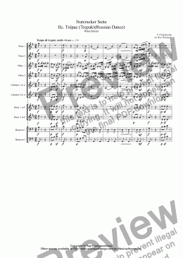 page one of Tchaikovsky: (Casse-Noisette) Nutcracker Suite IIc. Trépac (Trepak)(Russian Dance) arr. wind dectet (10 players)(Double wind quintet of 2 Fl, 2 Ob, 2 Cl, 2 Hn, 2 Bsn)