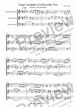 page one of Tango Verdadero for Recorder Trio