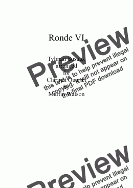 page one of Susato: Ronde VI for Clarinet Quartet