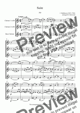 page one of Mattheson - Suite for 2 Clarinets and Bass Clarinet