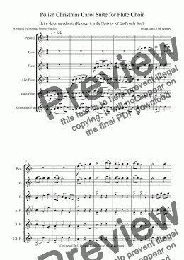 page one of Christmas Carols from Poland for Flute Choir: Suite no 2 (picc., 2fl, afl, bfl, cbfl). 