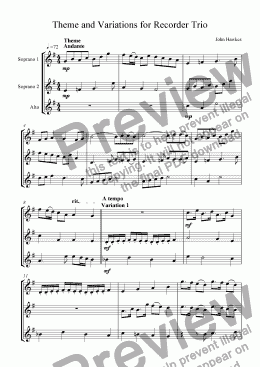 page one of Theme and Variations for Recorder Trio