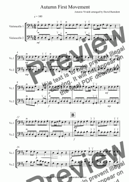 page one of Autumn "Four Seasons" for Cello Duet
