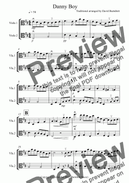page one of Danny Boy for Viola Duet